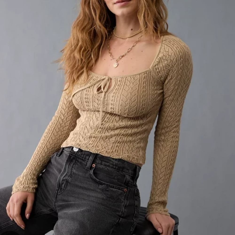American Eagle Outfitters Tan Knit Sweater